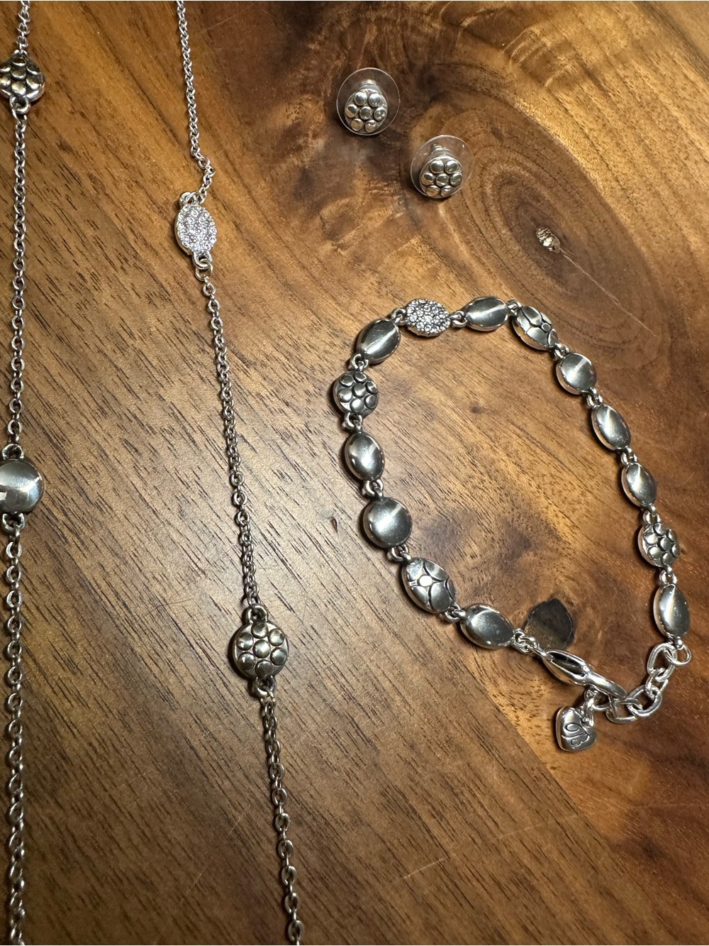 Brighton Silver Bead Bracelet, Necklace and Earring Set